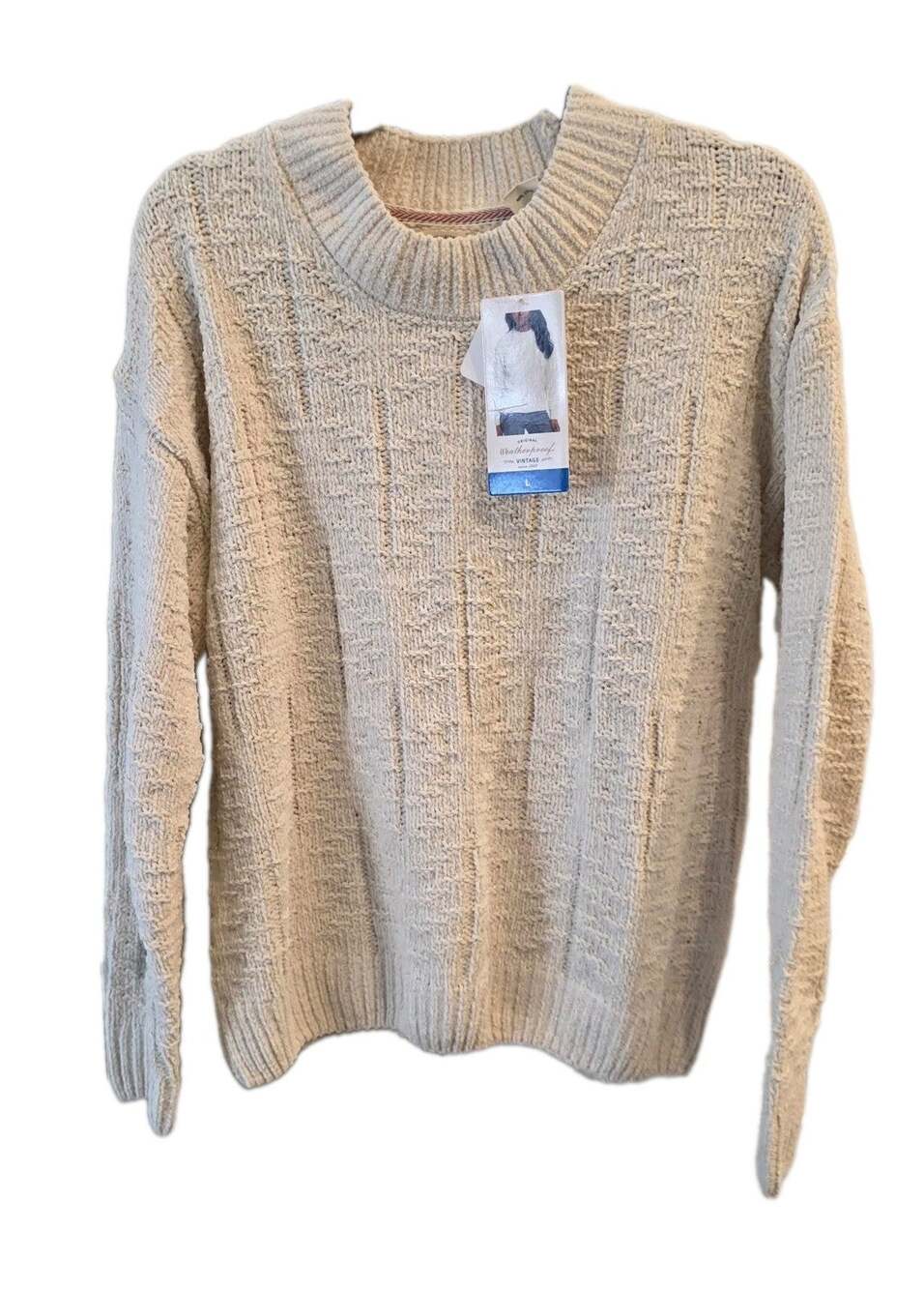 Weatherproof Women's Chenille Sweater Cream W/Gold Sparkles Size L